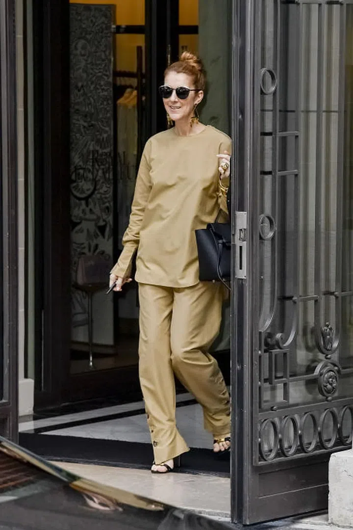 In khaki separates, black sandals and a Céline bag going to the AccorHotels Arena Bercy.
Photo: Getty