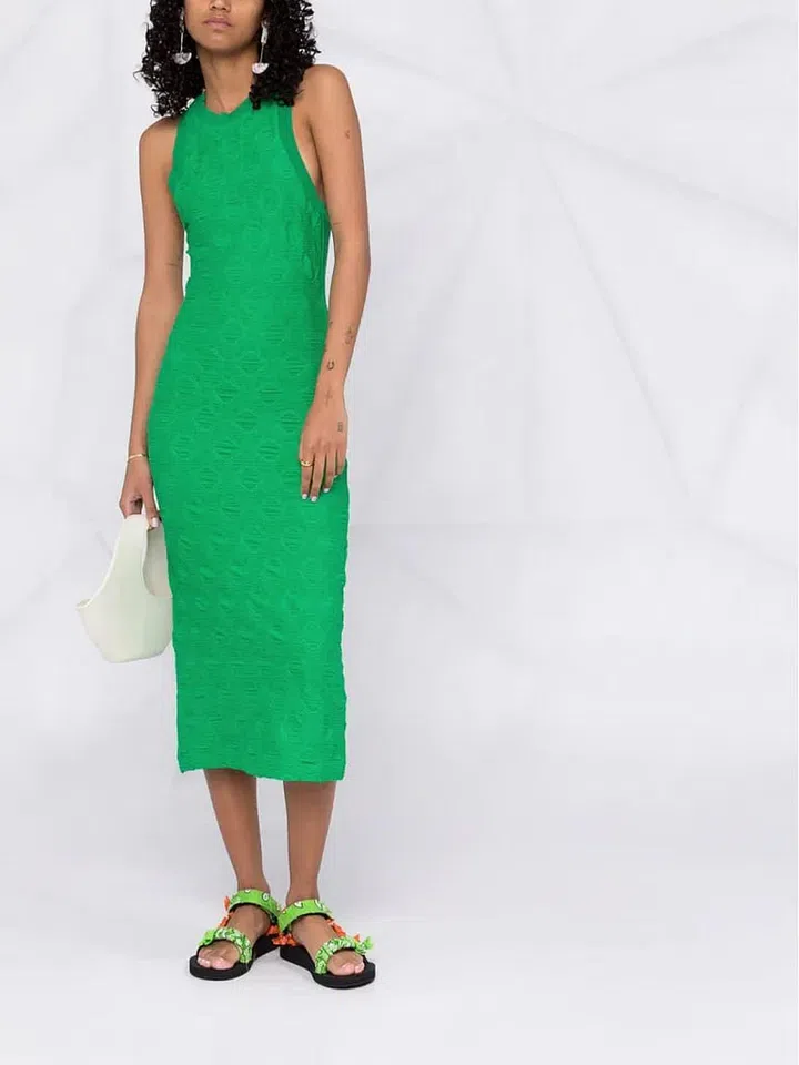 Sleeveless knitted midi dress, S$500, PINKO