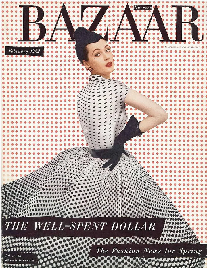 Photographer Richard Avedon celebrated femininity in striking polka dots for this cover