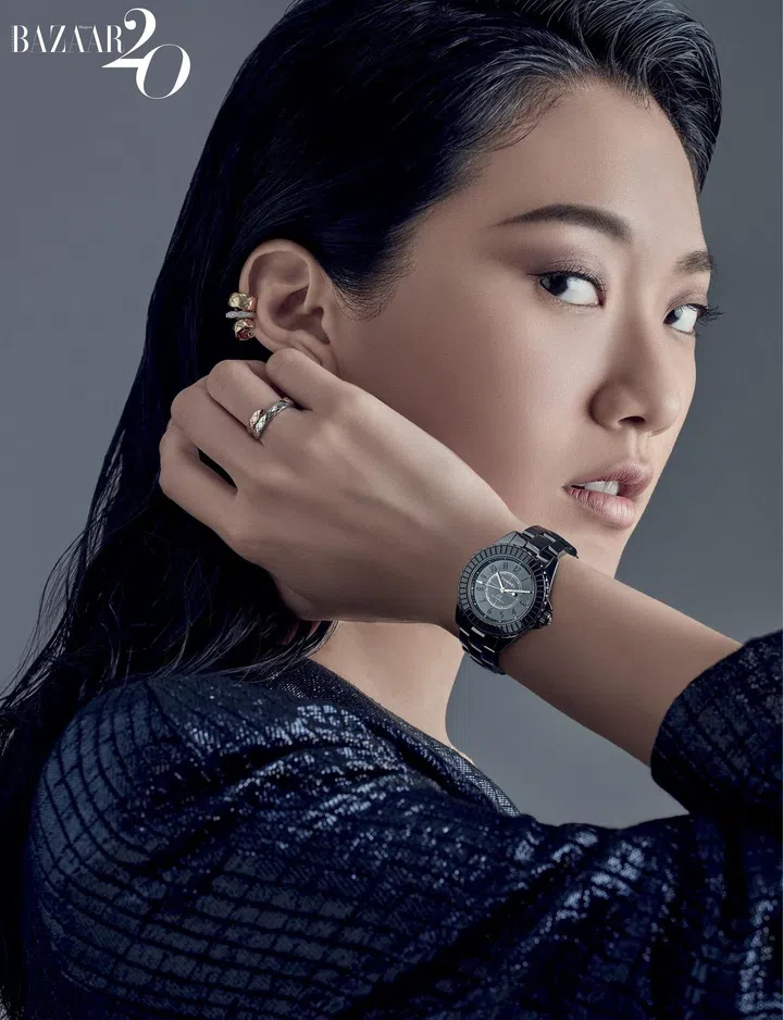 Steel, ceramic and diamond J12 Calibre 12.2 Edition 1 watch; gold, white gold and diamond Coco Crush earring; Beige Gold and white gold Coco Crush Toi et Moi ring. Photographed by Gan. Styled by Jeffrey Yan. 