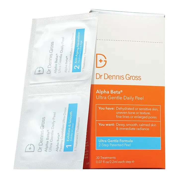 This gentle at-home chemical peel is perfect for those with sensitive skin or new to AHAs. The first step contains a cocktail of gentle exfoliating acids that help to remove dull and dead skin cells, making way for the second step that infuses the "new" layer skin with balancing, soothing and anti-ageing actives. Think facial-like results like a radiance boost, lesser wrinkles, and a softer, more refined complexion minus the side effects.