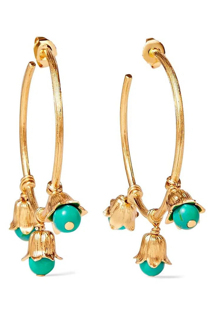 Gold-plated earrings, £315, Aurélie Bidermann at Net-A-Porter