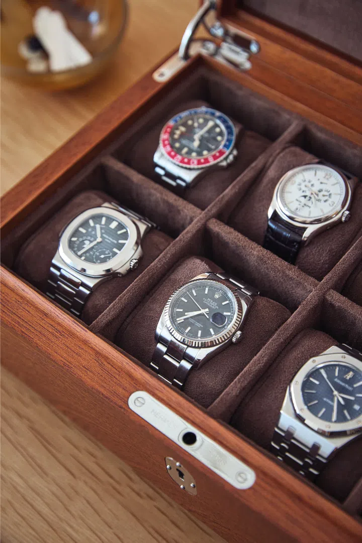 Andre Wu's watch collection including brands like Rolex, Patek Philippe, and Audemars Piguet.