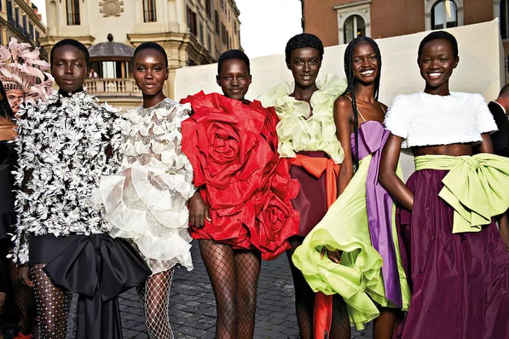 The models after the runway show.