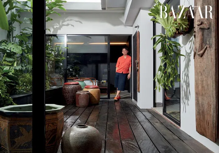 The garden courtyard, which is in the middle of the flat separates the sleeping and living areas.