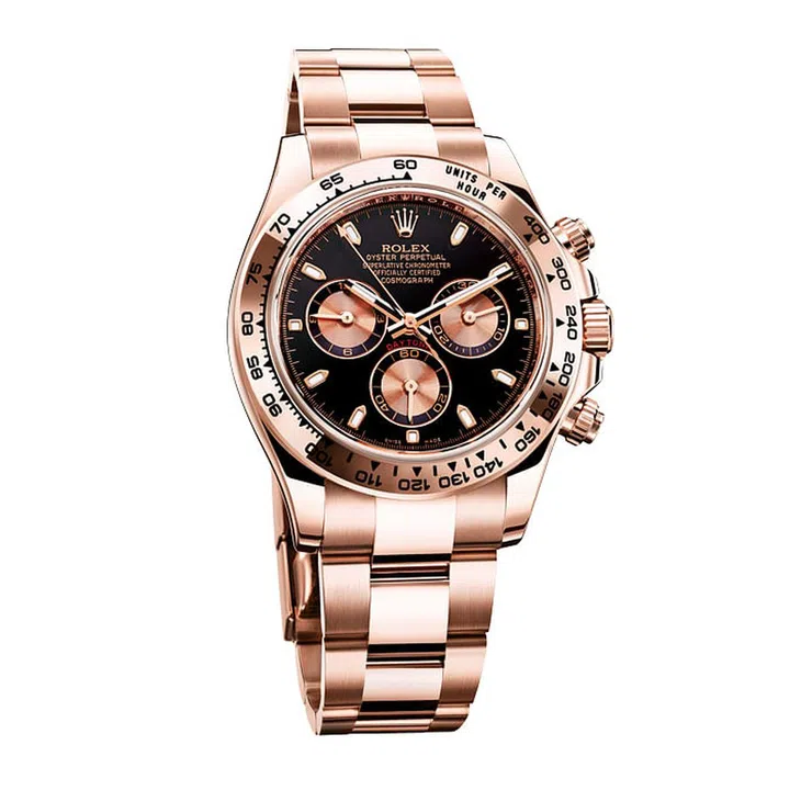 Social media darlings can’t get enough of Rolex’s masculine numbers. Striking a chord with the fashion crowd, Submariners and GMT-Masters often appear on street style blogs and Instagram feeds, stacked with arm candy and other bangles du jour. For a slightly different take, turn to this gleaming Everose gold number that
promises all the street cred with added elegance.