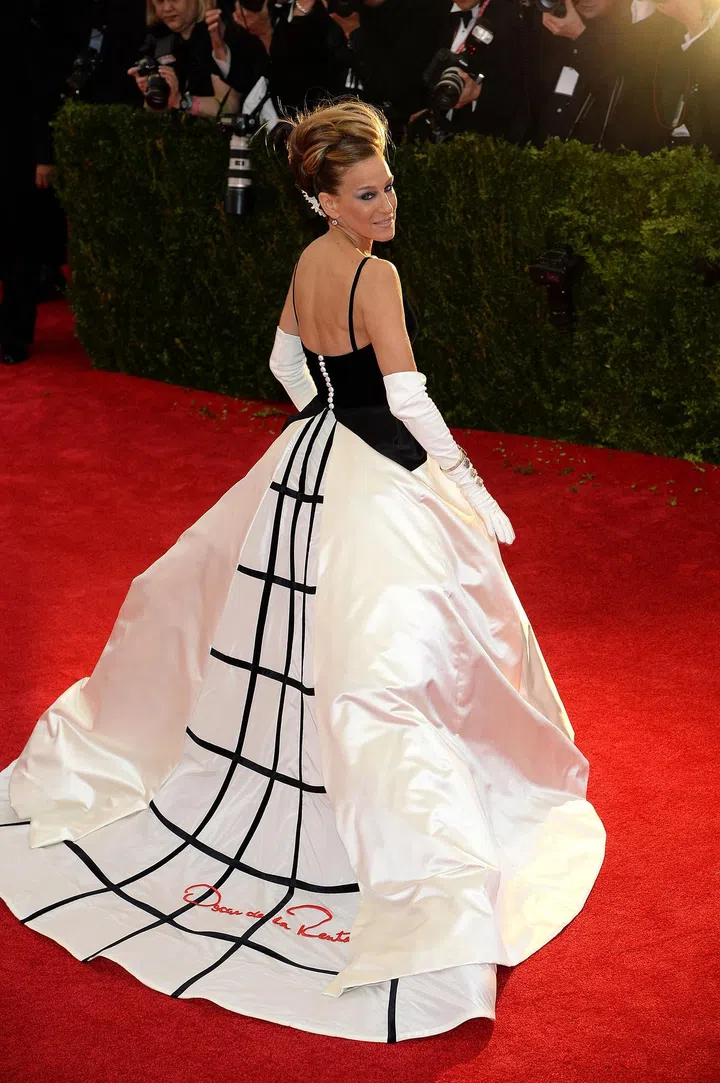 In a custom Oscar de la Renta gown at the "Charles James: Beyond Fashion" Met Gala, 2014
