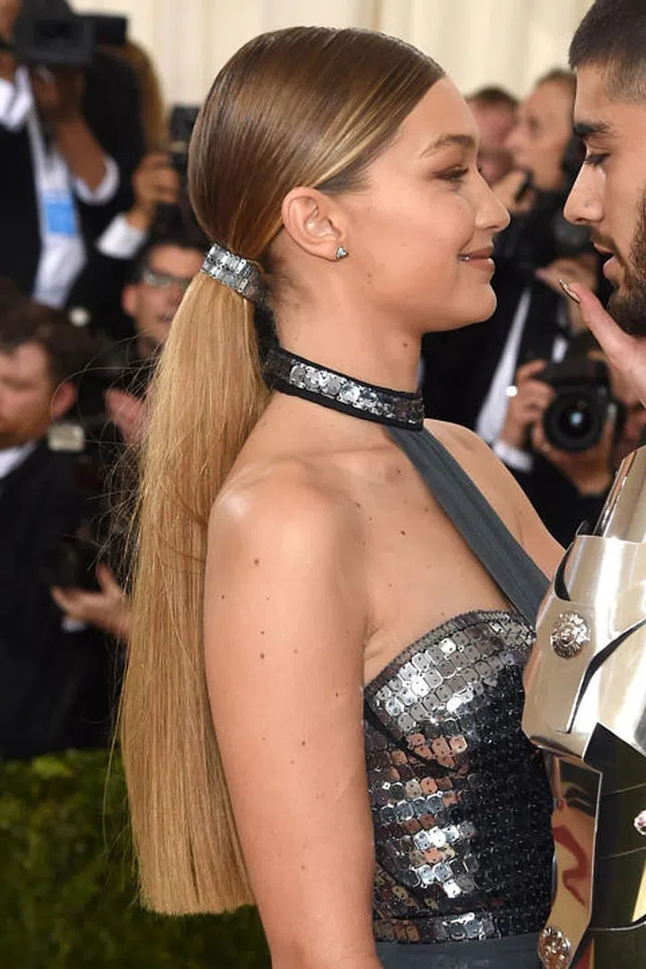 With a little help from extensions, Hadid tries-out a full ponytail for the 2016 Met Gala. Photo: Getty