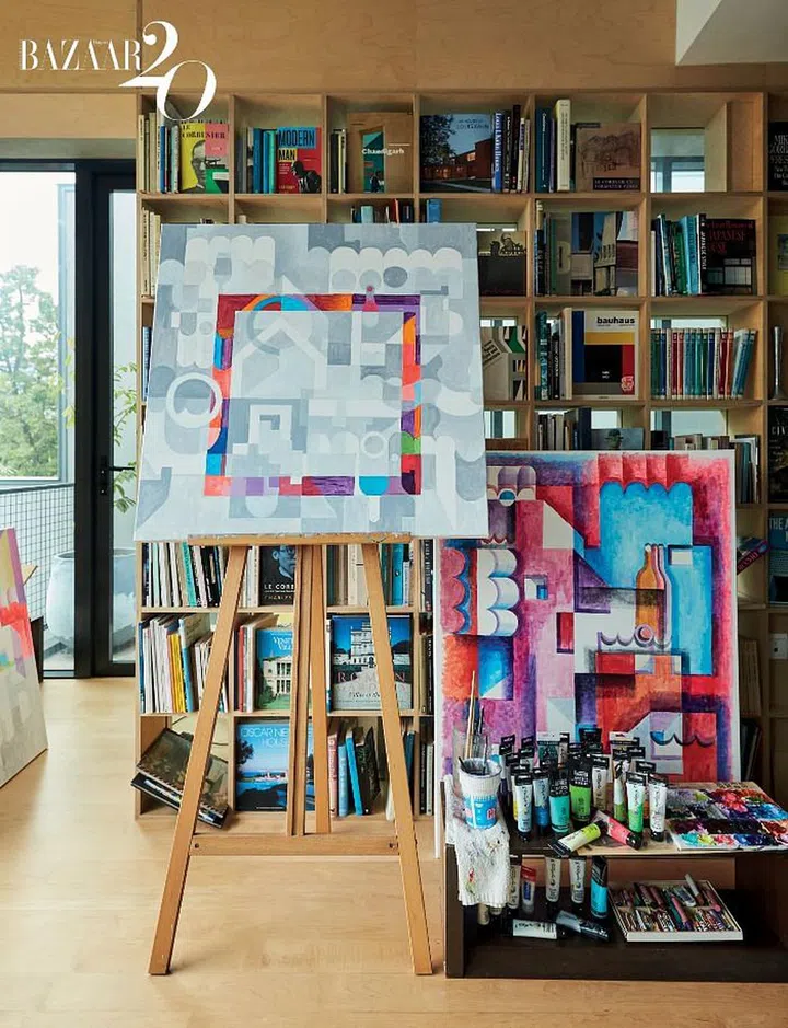 Tan took up painting as a pandemic hobby and is working on 140 different Cubist paintings as gifts for his clients.

Photo: Phyllicia Wang