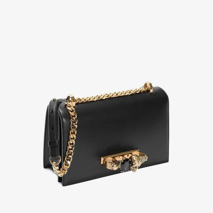 Jewelled Satchel in Black, $3,100, Alexander McQueen
