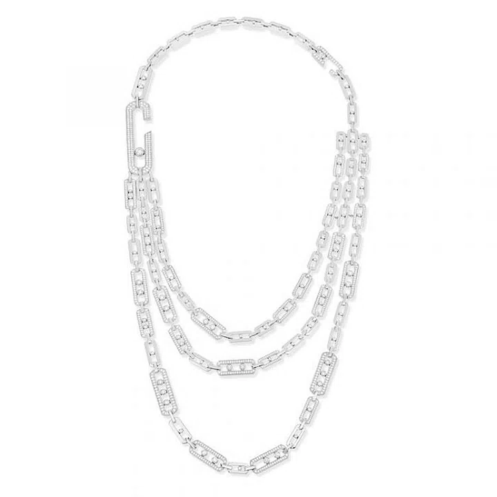 Messika by Gigi layered chain necklace in 18 carat gold. 
