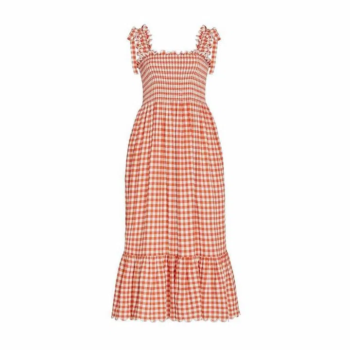 Smocked Gingham Crepe Midi Dress, US$375 ($522), Ephemera ay Moda Operandi