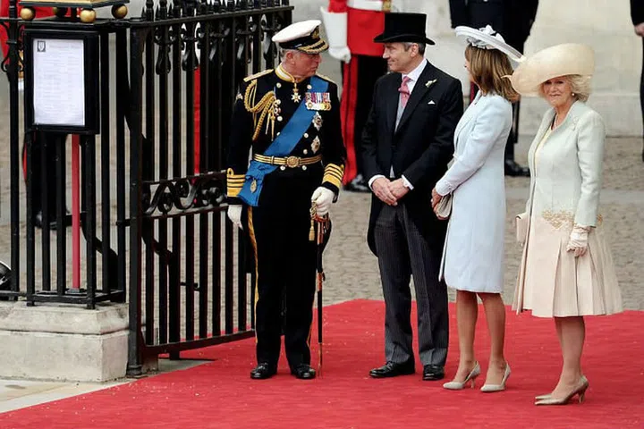 HRH Prince Charles, Prince of Wales talks to the bride's father, Michael Middleton.
Photo: Getty
