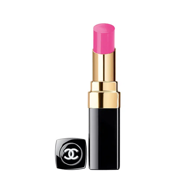 Chanel’s Rouge Coco Shine in Mighty, $49, imparts lips with hydration, lightweight wear and a super kissable shiny finish.