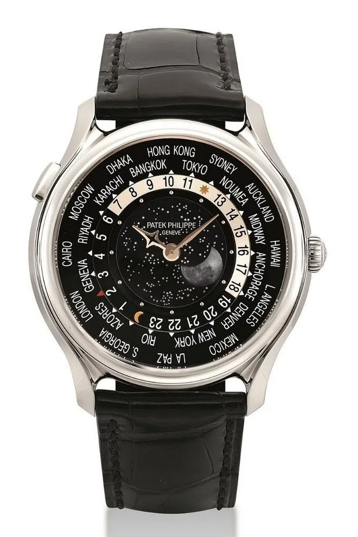 Limited edition 18k white gold automatic world time wristwatch with moon phases, made in 2014. Photo: Courtesy of Christie's