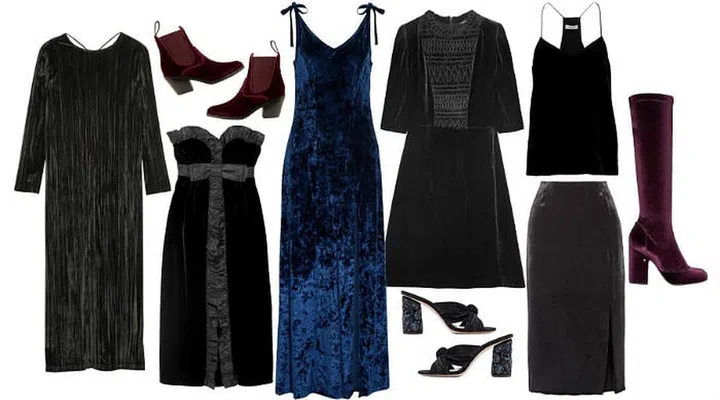 Velvet dress, Rosetta Getty; Ankle boots, Chloé; Strapless dress, Miu Miu; Navy dress, W118 by Walter Baker; Mini dress, Maje; Sandals, Loeffler Randall; Top, Tibi; Midi skirt, Jason Wu; Boots, Laurence Dacade - all from THEOUTNET.COM

