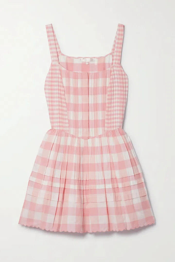 Chennedy Pleated Gingham Cotton Mini Dress, $435, LoveShackFancy at Net-a-Porter