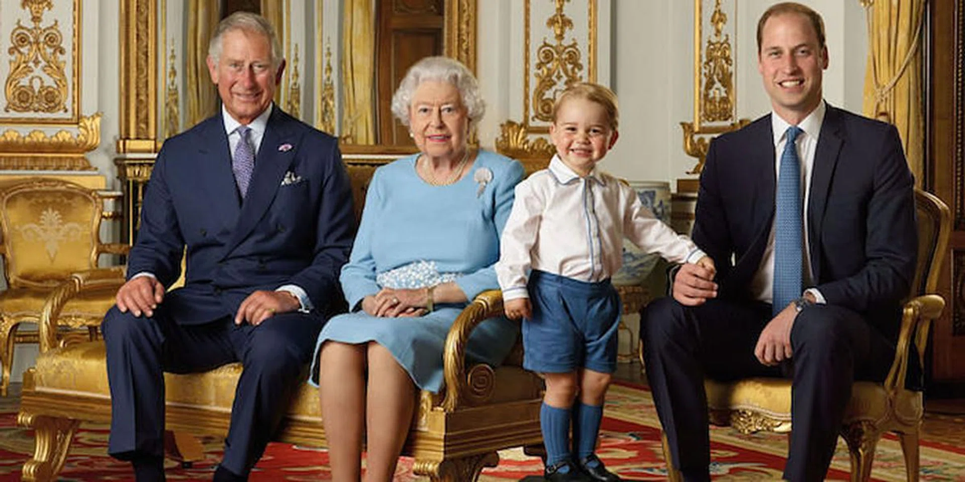 Queen Elizabeth, Prince George, Prince William, Prince Charles