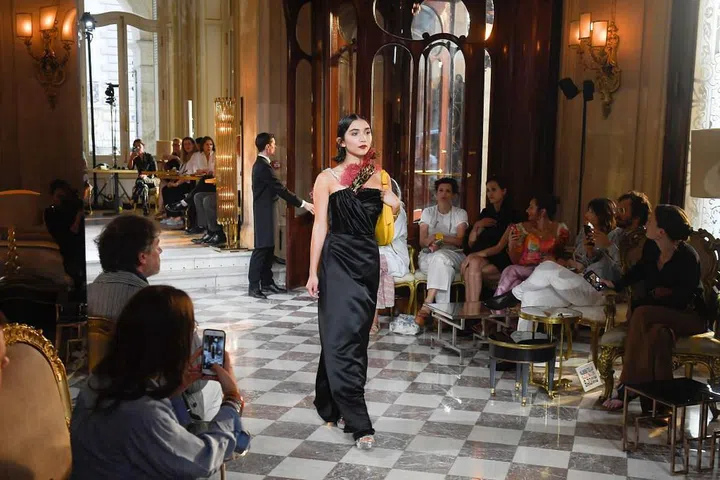The Disney Channel star walks the runway in Paris.

Photo: Getty