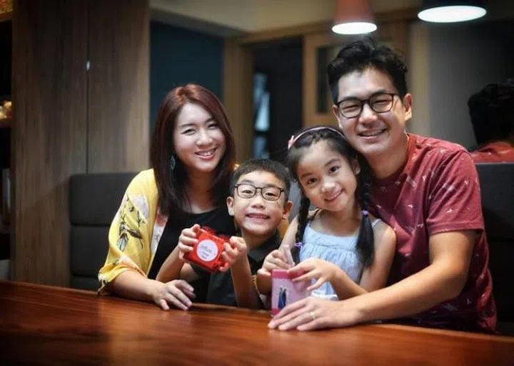 Ms Esther Tan, her children Nathan and Phoebe Foong, and Mr Elvin Foong at their home on Jan 21, 2019. PHOTO: ARIFFIN JAMAR/THE STRAITS TIMES