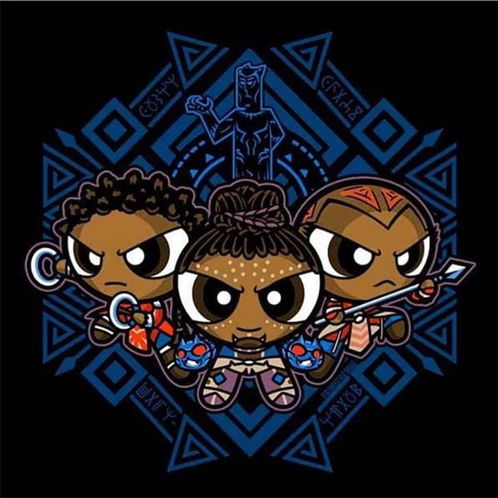 The Oscar winner turned Black Panther's leading women (played by herself, Danai Gurira, and Letitia Wright) into Powerpuff Girls in an awesome cartoon.