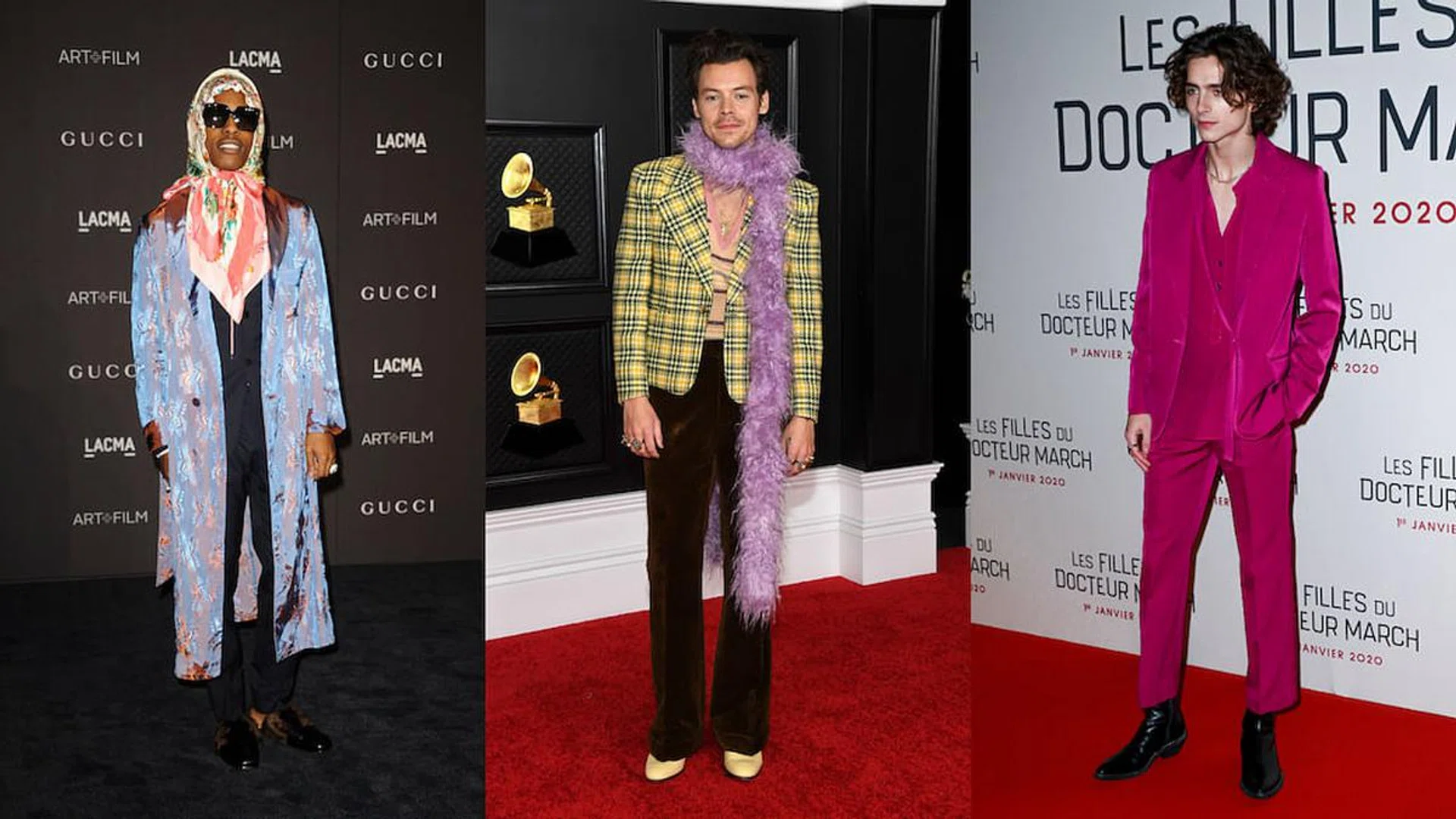 From left: A$AP Rocky, Harry Styles and Timothée Chalamet (Photos: TPG)