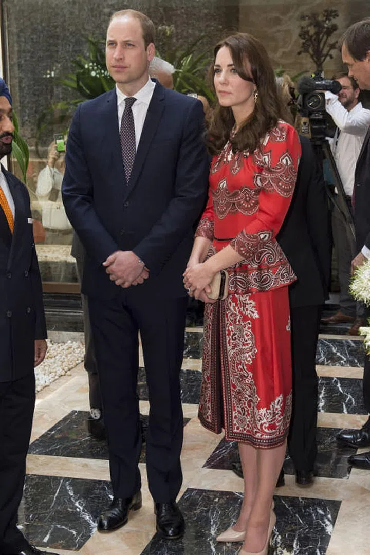 To kick off the launch of the India and Bhutan tour, Kate wore one of her favorite British designers, Alexander McQueen. One of the first stops was the Taj Mahal Palace Hotel, one of four sites attacked by terrorists in 2008. Photo: Getty