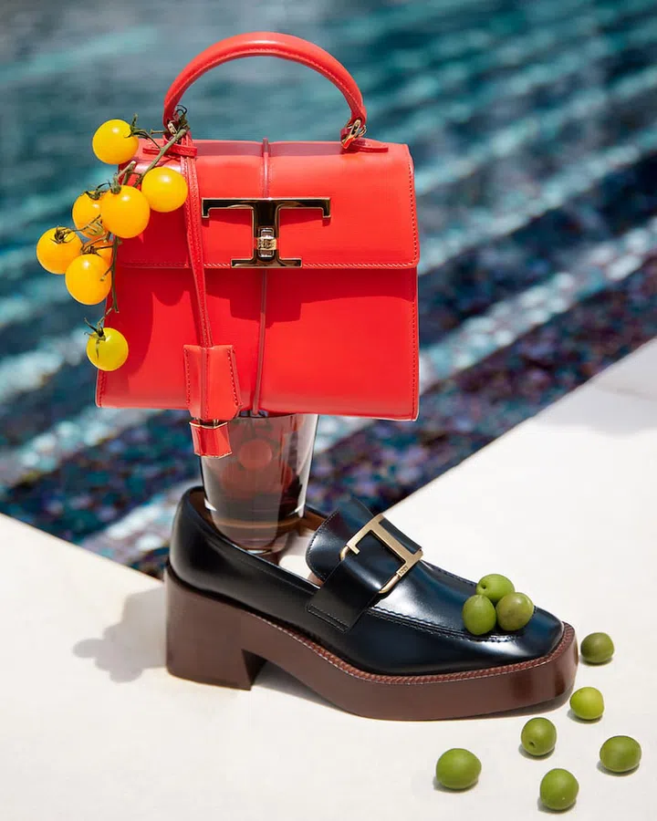 From top: Tod’s T Timeless Handle Bag, and Tod’s T Timeless Loafer. (Photo:  Natsuko Teruya)

