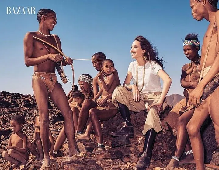Rag & Bone t-shirt; Ralph Lauren Collection pants; Beladora earrings; Ariat Two24 boots; Jill Heller vintage bangles; Jolies own necklace and ring. Photo: Alexi Lubomirski