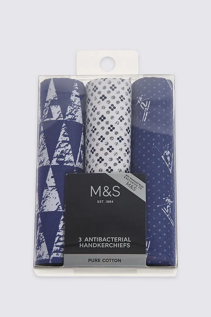 3 Pack Pure Cotton Assorted Handkerchiefs, $19.90