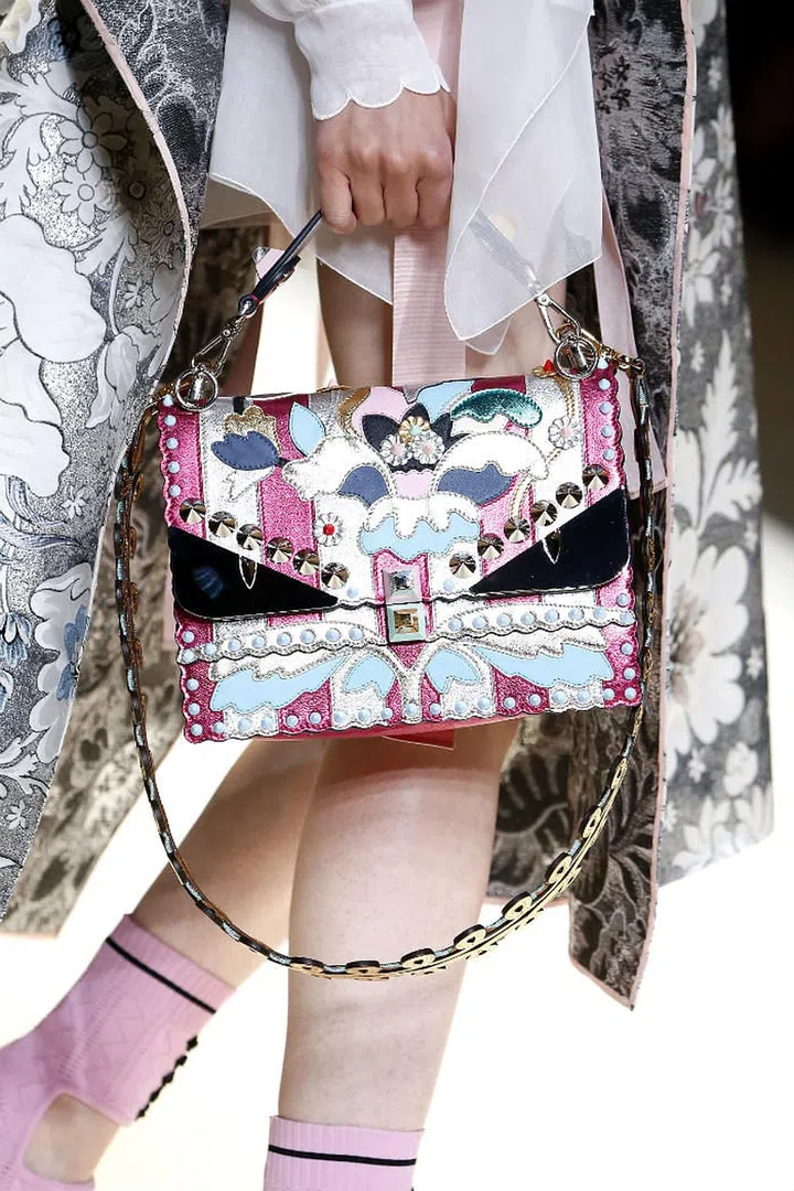 Seen at: Milan Fashion Week//Why we love it: The timeless boxy silhouette aside, the beautiful brocade in feminine hues are reminiscent of highly regarded Japanese paintings of yore. (Photo: Getty)