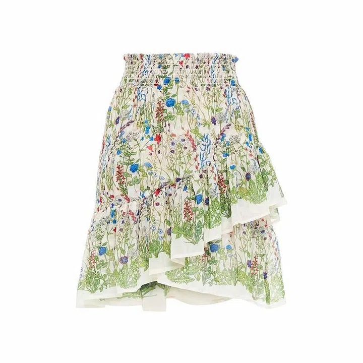 Jonquille Ruffled Floral-Print Crepe De Chine Mini Skirt, $164, Maje at The Outnet
