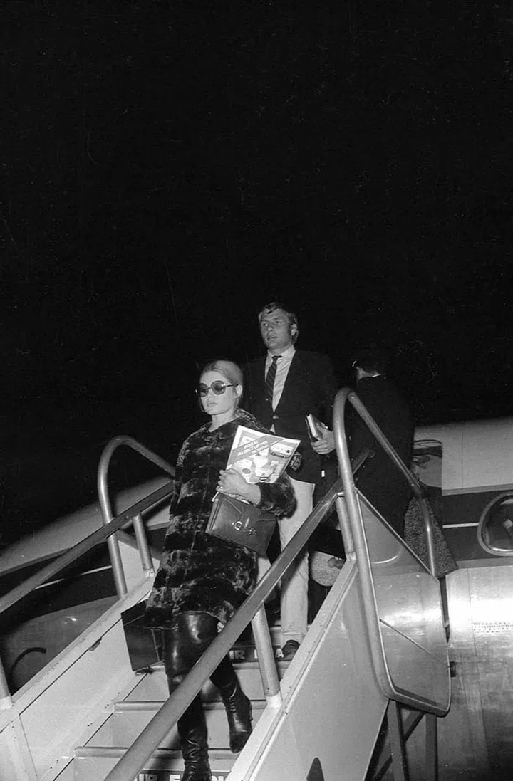 Looking chic in a fur coat while traveling in France circa 1967.

Photo: Getty 