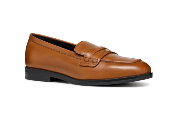 Cloridie woman leather loafers in cognac