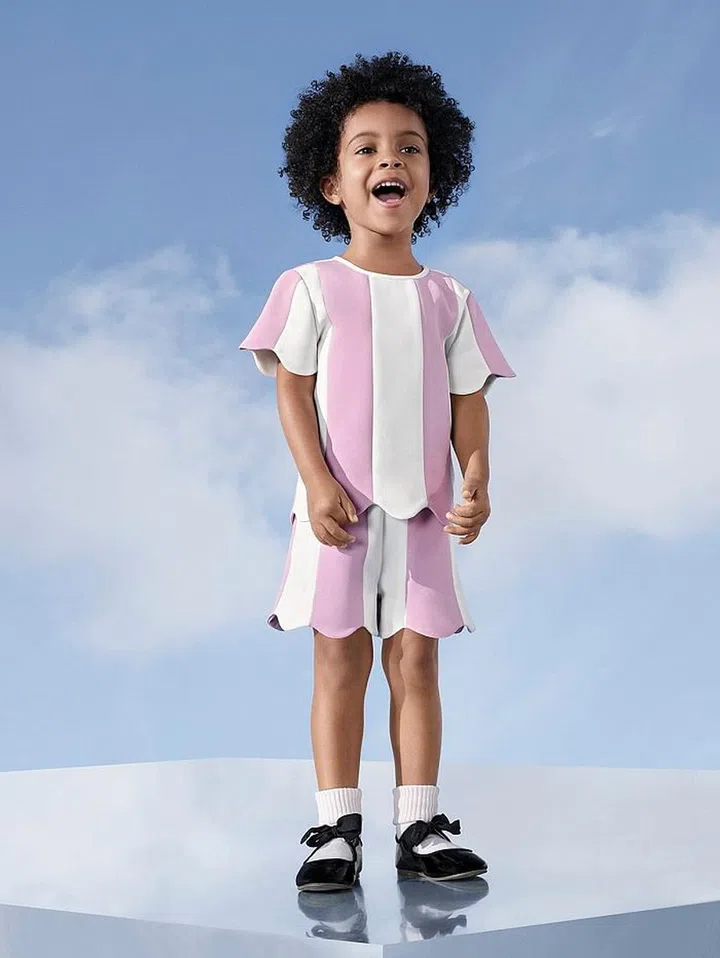 Toddler Girls' Striped Scallop Sleeve Top and Short Set, $25. Photo: Target 