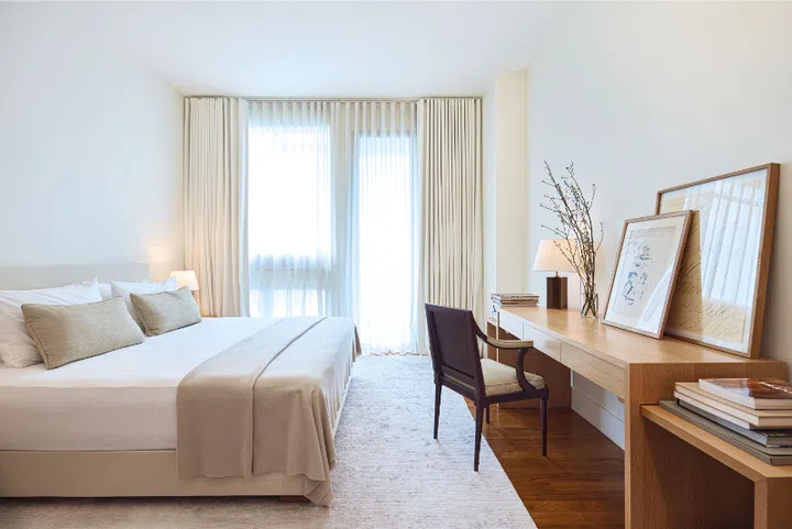 Artworks by Christian Bérard and Cy Twombly on display in the master bedroom.