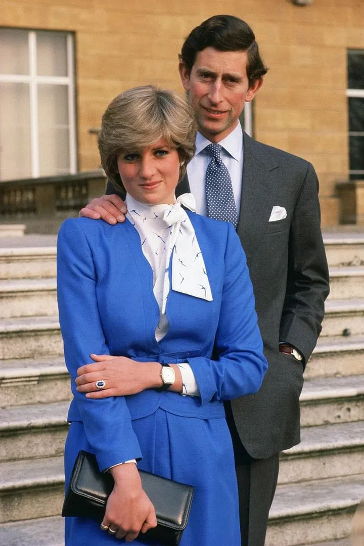 Posing for photographs in the grounds of Buckingham Palace following the announcement of their engagement. Photo: Getty