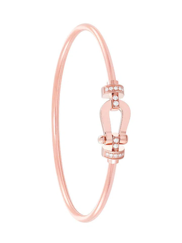 Fred - Pink gold and diamond Force 10 Half Pave bangle