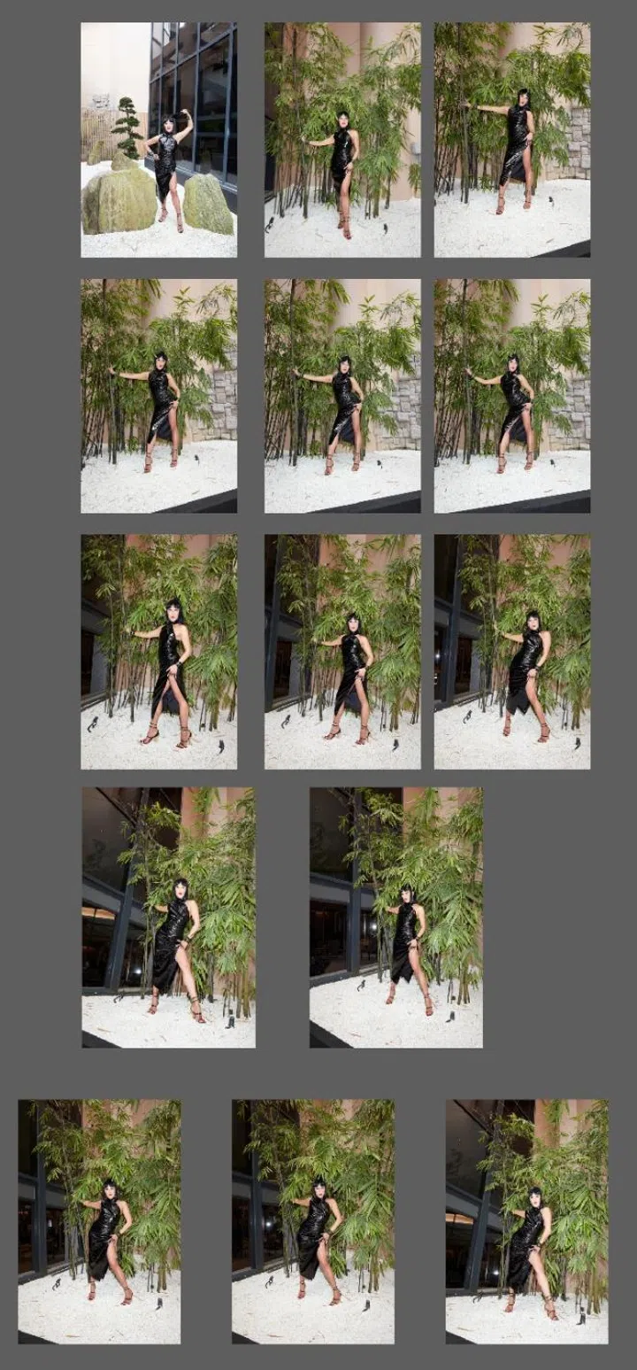 Lynn Ban in black Azzedine Alaia dress and sandals in an unpublished series of images from the special sitting with Harper’s BAZAAR Singapore