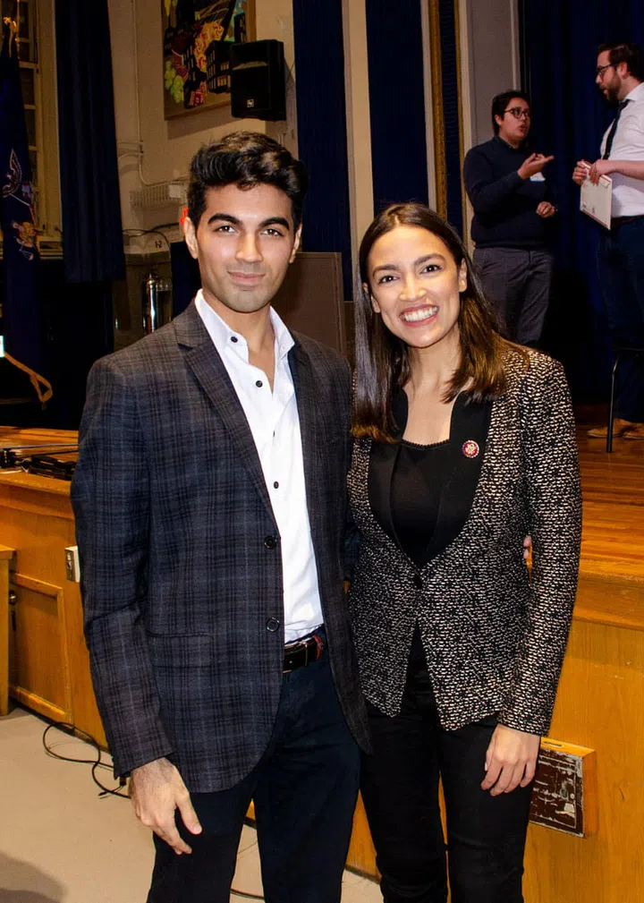 Saad Amer with U.S. Representative Alexandria Ocasio-Cortez. Photo: Courtesy of Saad Amer