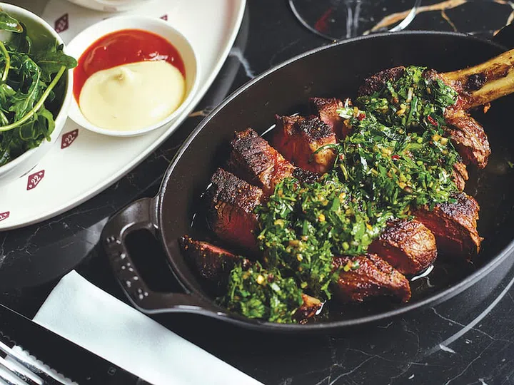 The perfect rib-eye steak and sides at Dean & Nancy on 22. (Photo: A by Adina Sydney)