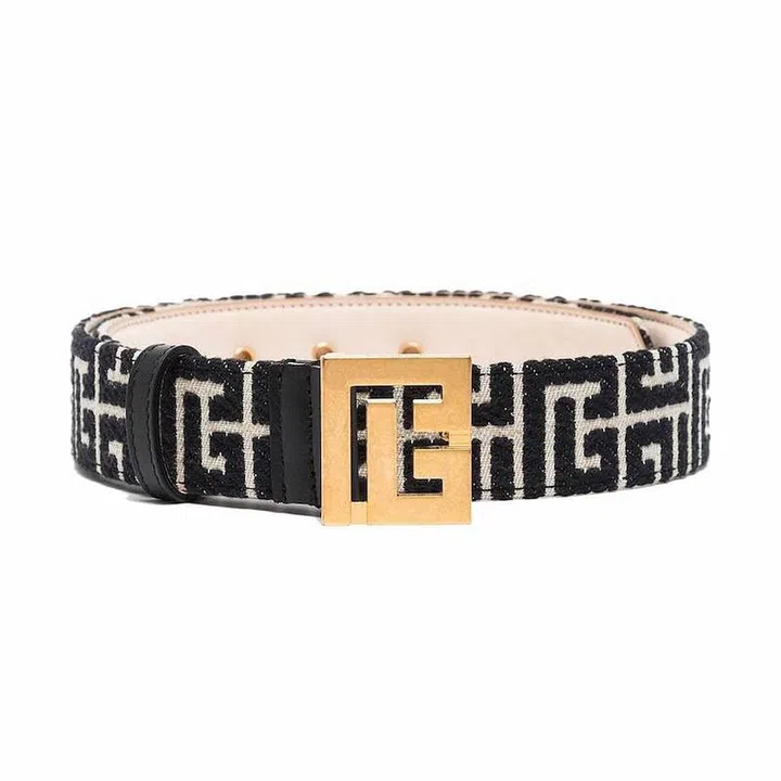 Monogram Jacquard Logo-Buckle Belt, $475, Balmain at Farfetch
