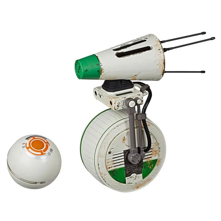 The latest droid from the movie Star Wars: The Rise of Skywalker, D-O can be steered forwards and backwards, or made to spin 360 degress as it emits electronic droid sounds. From ShopDisney.com