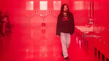 Alessandro Michele at the finale of Valentino fall/winter 2025 show in Paris