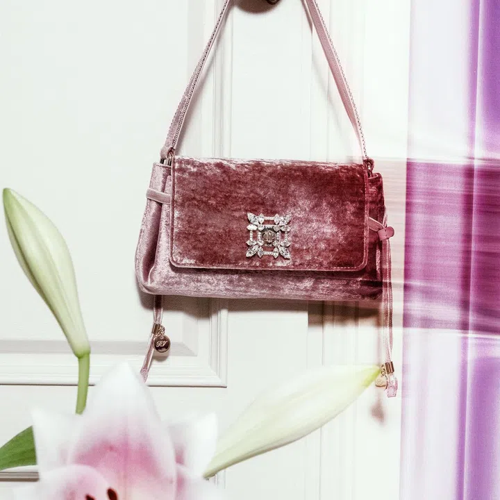 Très Vivier Strass Buckle Mini Bag