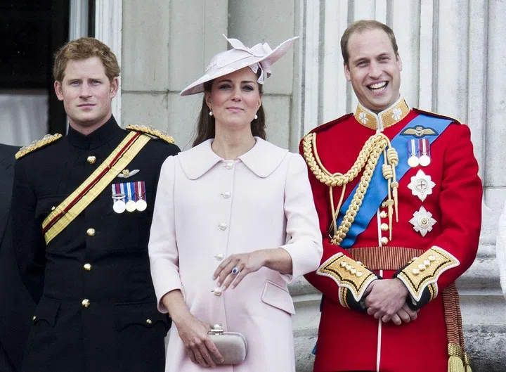 Prince Harry, 28, Kate Middleton, and Prince William attend the Queen's annual birthday ceremony, the Trooping the Colour.