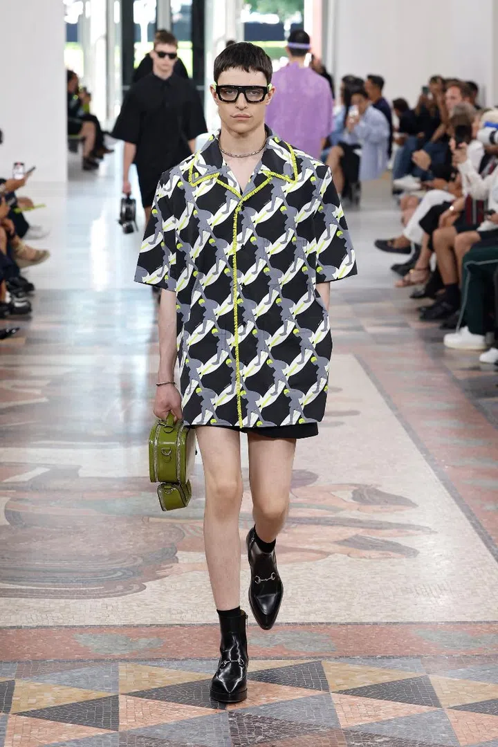 Menswear spring summer 2025 Gucci Prada Loewe Fendi DSquared2 Dries Van Noten shorts skin sexy sheer