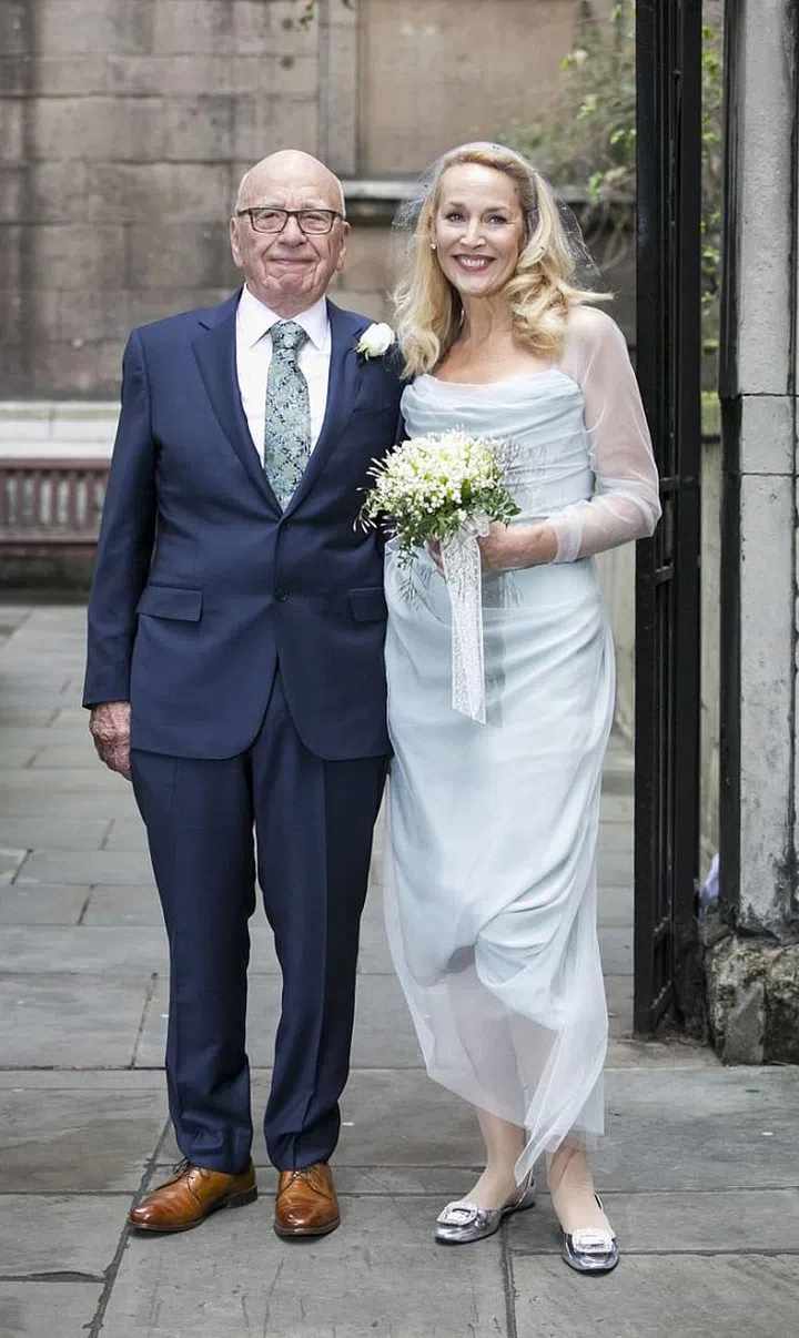 Marrying Rupert Murdoch in 2016. Blue was clearly the theme. 
