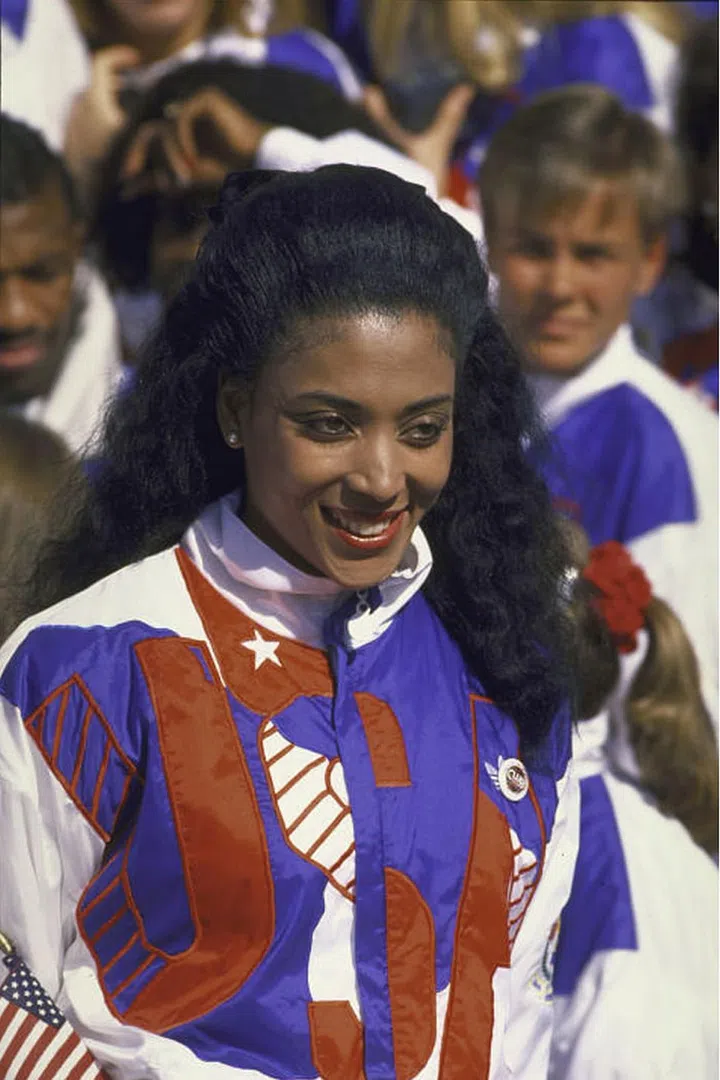 U.S. track star Florence Griffith Joyner with the national team in 1988. Photo: Getty
