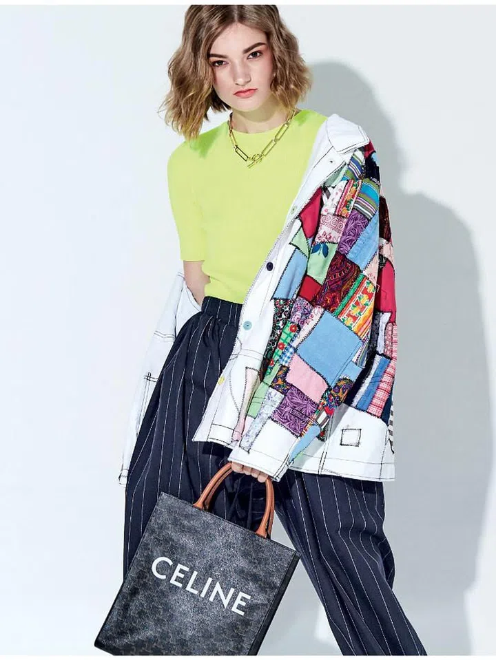 Pants, Loewe. Jacket, Sottes at Surrender. Top, Mango. Necklace, H&amp;M. Bag, CELINE by Hedi Slimane.
